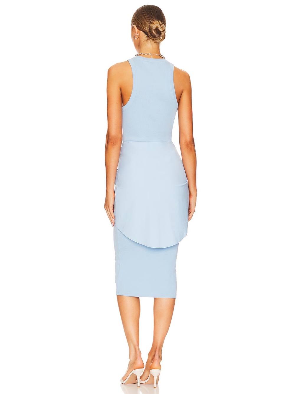Veronica Beard Odeon Tie Front Ribbed Midi Dress Lake Blue Small - Picture 6 of 13